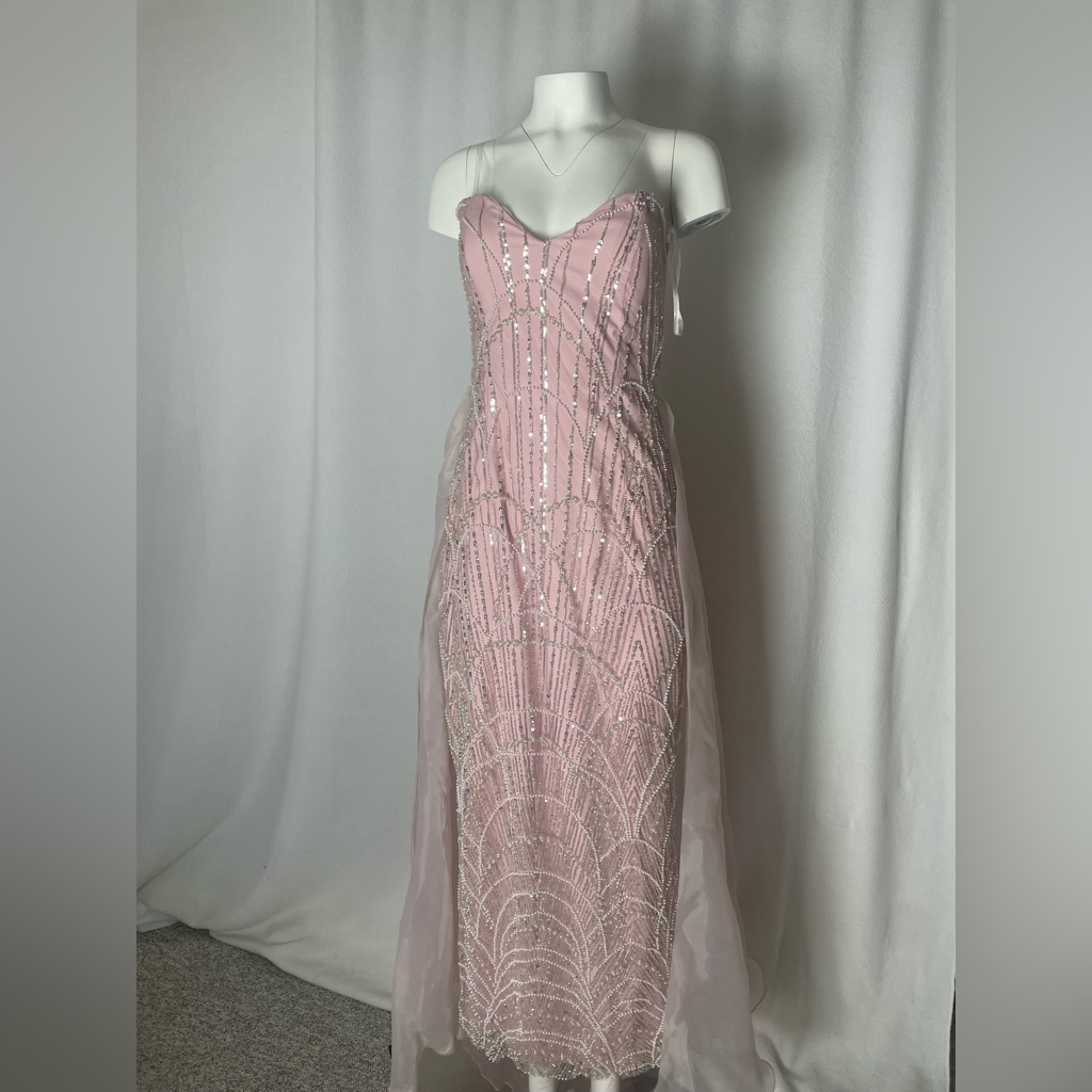 Elegant Pink Beaded Evening Gown